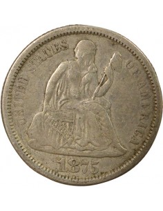 Etats Unis d'Amérique Seated Liberty 1 Dime Argent 1875 S San Francisco Etats Unis d'Amérique 2