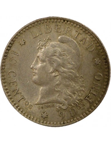 Argentine 10 Centavos Argent 1883 Argentine