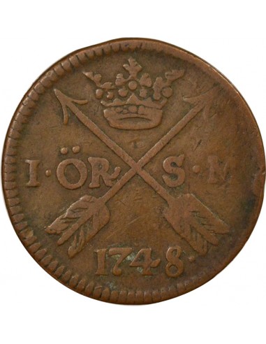 Suède Frédéric Ier de Suède (1676-1751) Öre Cuivre 1748 Stockholm Suède