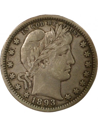 USA Barber Quarter 1/4 Dollar Argent 1893 Philadelphie USA
