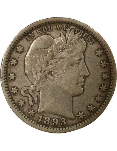 USA Barber Quarter 1/4 Dollar Argent 1893 Philadelphie USA