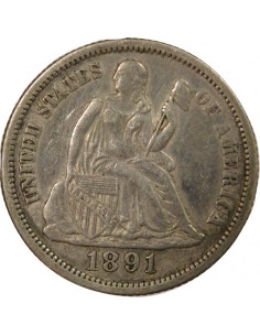 Etats Unis d'Amérique Seated Liberty 1 Dime Argent 1891 P Philadelphia Etats Unis d'Amérique 2