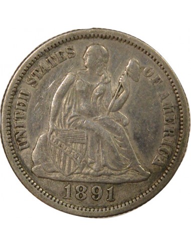Etats Unis d'Amérique Seated Liberty 1 Dime Argent 1891 P Philadelphia Etats Unis d'Amérique