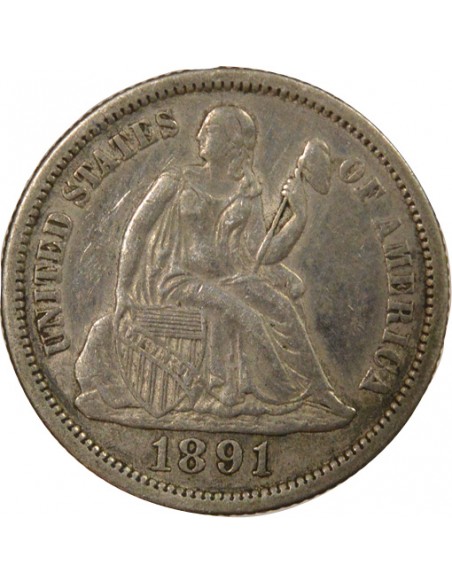 Etats Unis d'Amérique Seated Liberty 1 Dime Argent 1891 P Philadelphia Etats Unis d'Amérique