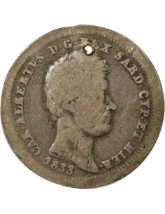 Sardaigne Charles-Félix 25 Centesimi Argent 1833 B Turin Tête d'aigle  Sardaigne 2