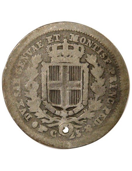 Sardaigne Charles-Félix 25 Centesimi Argent 1833 B Turin Tête d'aigle  Sardaigne