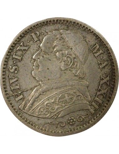 Pape (1846-1878) 10 Soldi Argent 1868 R Rome Vatican