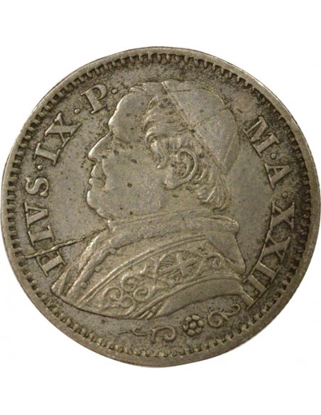 Pape (1846-1878) 10 Soldi Argent 1868 R Rome Vatican