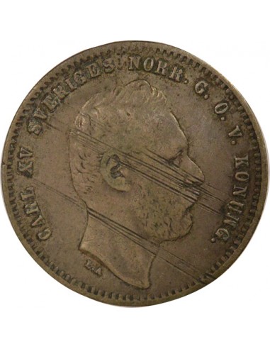 Suède Carl XV 25 Öre Argent 1865
