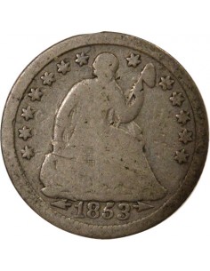 USA Seated Liberty Half Dime Argent 1853 Philadelphie 2