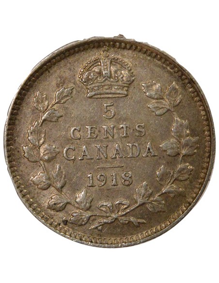 Empereur des Indes 5 Cents Argent 1918 Ottawa