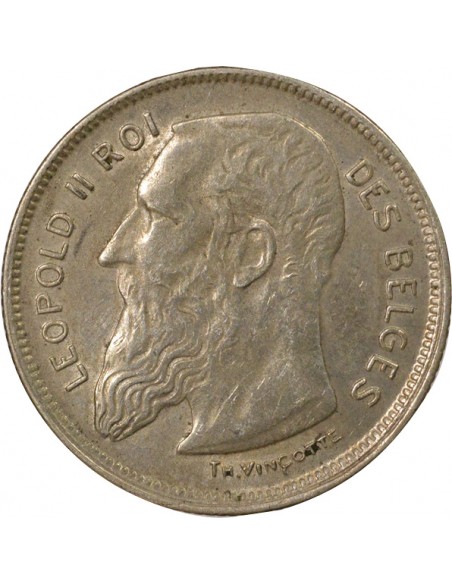 Roi des Belges (1865-1909) Vinçotte 2 Francs Argent 1909 B. Bruxelles