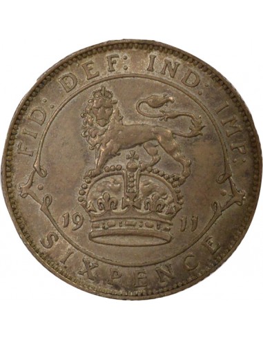 Empereur des Indes 1er Portrait 6 Pence Argent 1911