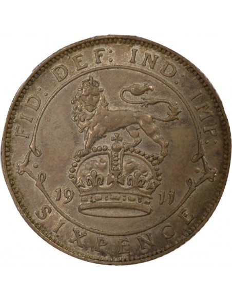 Empereur des Indes 1er Portrait 6 Pence Argent 1911