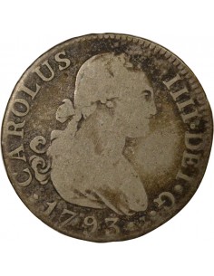Espagne Charles IV 2 Reales Argent 1793 AI Madrid 2