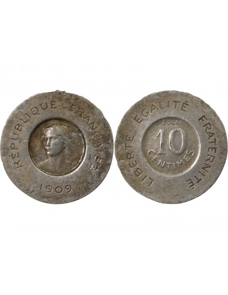 Essai de Rude 10 centimes Aluminium 1909 A Paris