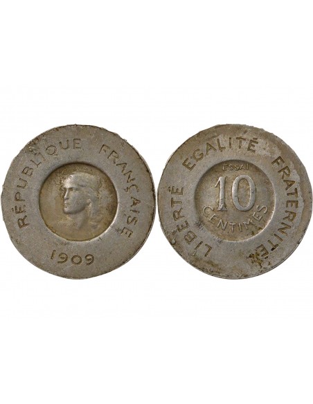 Essai de Rude 10 centimes Aluminium 1909 A Paris