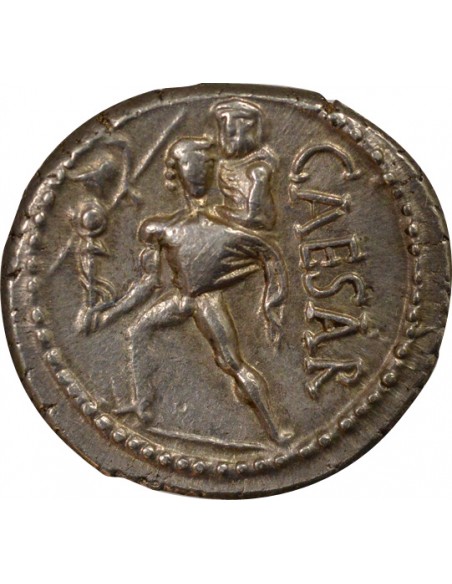 Rome Rép Jules César Enée & Anchise Denier Argent 47-46 Av JC