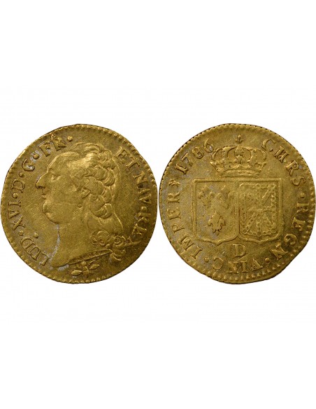 Louis XVI A la Tête nue Louis d'or tête Nue Or 1786 D Lyon
