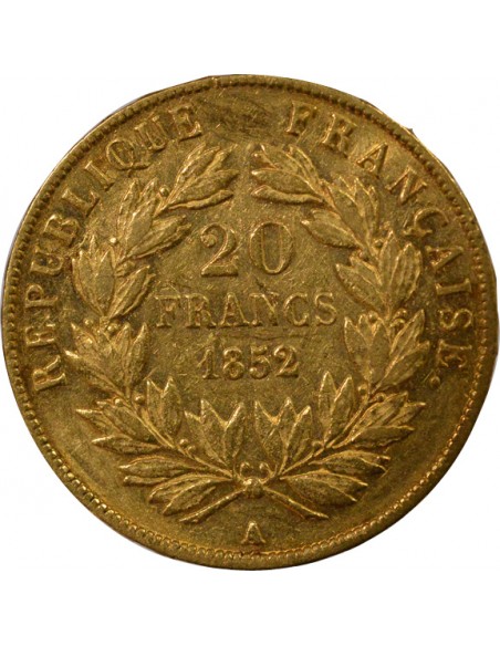 Bonaparte Charles Louis Napoléon (Napoléon III) 20 Francs Or 1852 A - Paris