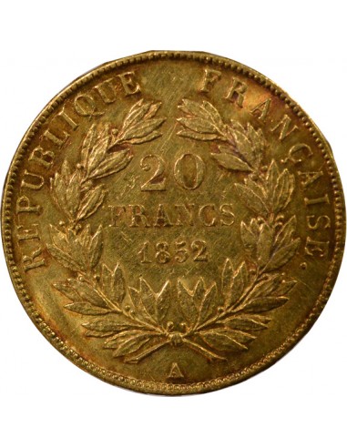 Bonaparte Charles Louis Napoléon (Napoléon III) 20 Francs Or 1852 A - Paris