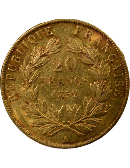Bonaparte Charles Louis Napoléon (Napoléon III) 20 Francs Or 1852 A - Paris