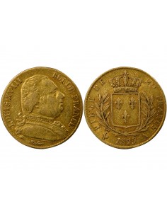 Louis XVIII Buste Habillé 20 Francs Or 1815 A Paris