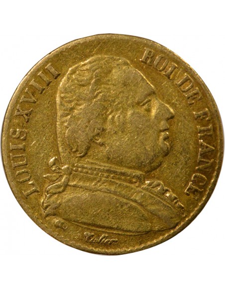 Louis XVIII Buste Habillé 20 Francs Or 1815 A Paris