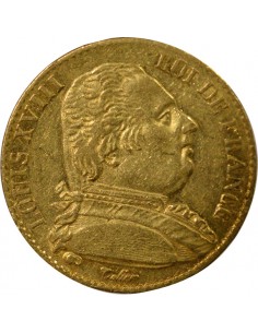 Louis XVIII Buste Habillé 20 Francs Or 1815 A Paris 2