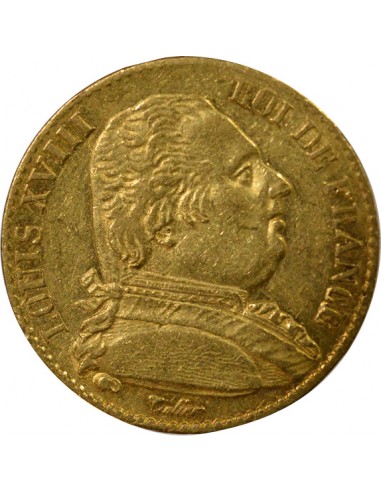 Louis XVIII Buste Habillé 20 Francs Or 1815 A Paris