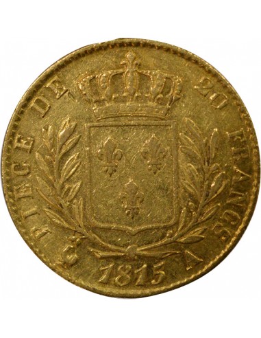 Louis XVIII Buste Habillé 20 Francs Or 1815 A Paris