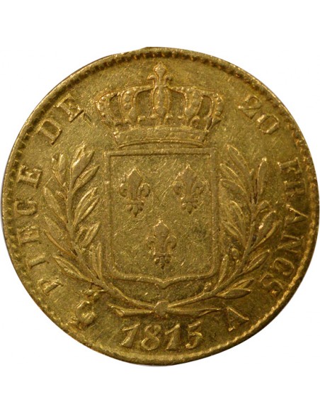 Louis XVIII Buste Habillé 20 Francs Or 1815 A Paris