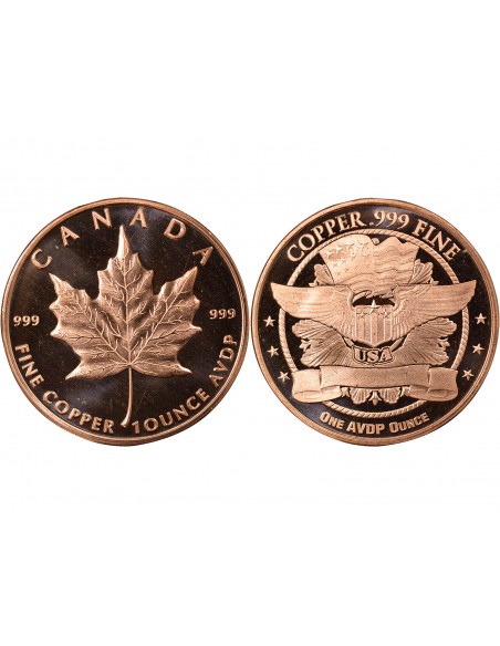 USA Maple Leaf Once Cuivre