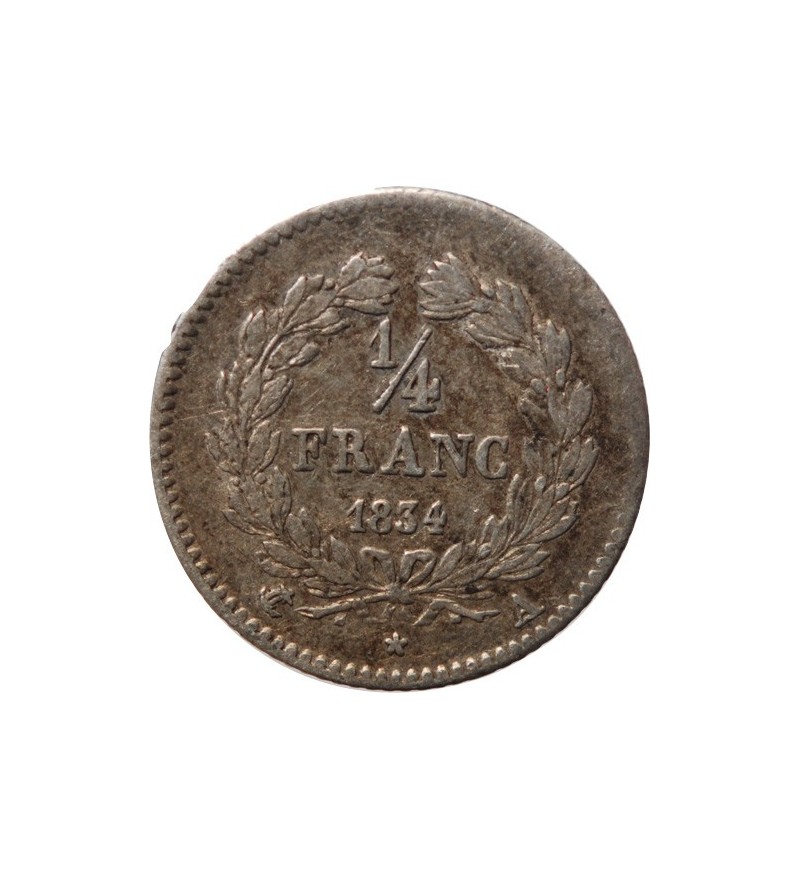 LOUIS PHILIPPE﻿ - 1/4 FRANC ARGENT 1834 A PARIS
