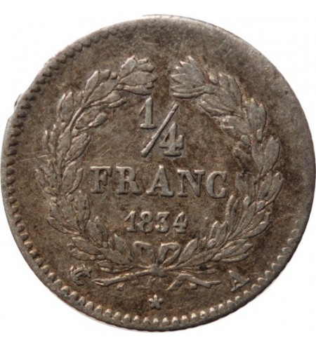 LOUIS PHILIPPE﻿ - 1/4 FRANC ARGENT 1834 A PARIS