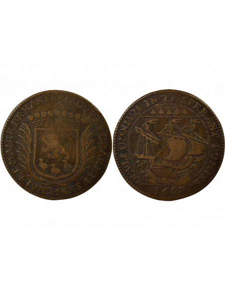 Jacques Charette Maire de Nantes Jeton Cuivre 1667