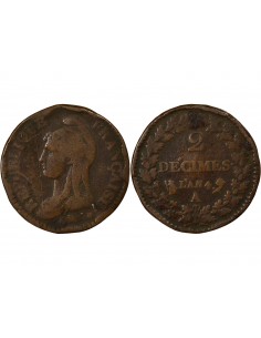 Dupré 1 décime Cuivre An 5 A Paris