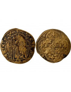 Charles V Au Roi Debout Jeton Cuivre XIV-XVIe Siècle Tournai