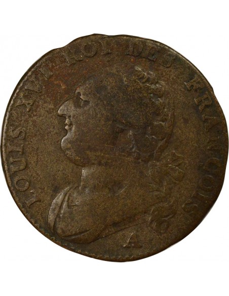 au Faisceau 12 deniers dit au faisceau type Francois Cuivre 1791 A - Paris