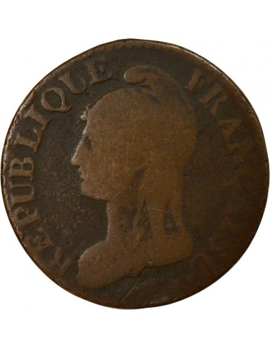 Dupré Grand Module 5 Centimes Cuivre An 8/6 BB Strasbourg