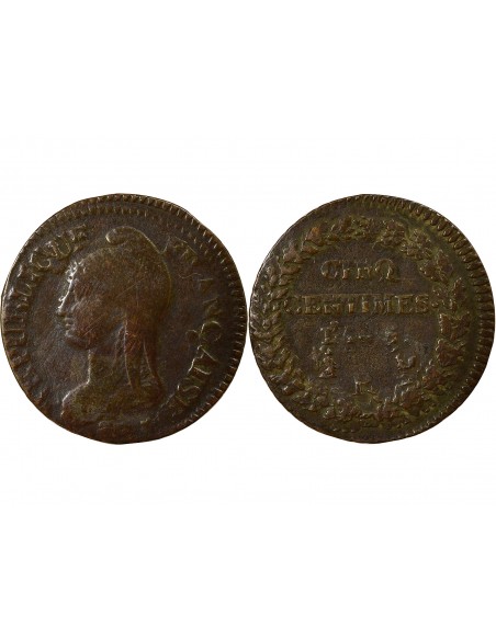 Dupré Grand Module 5 Centimes Cuivre An 5 R Orléans