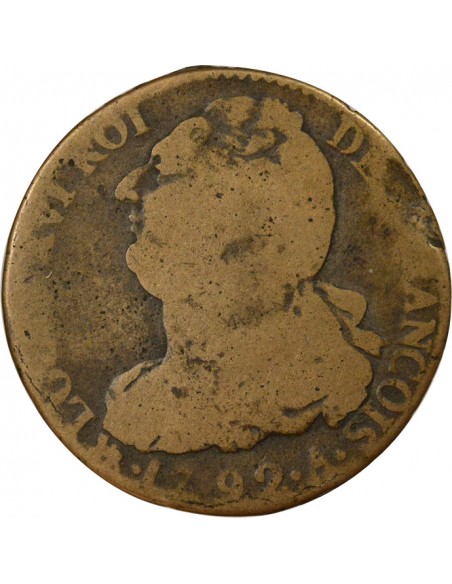 au Faisceau 2 sols dit au faisceau type Francois Cuivre 1792 A Paris