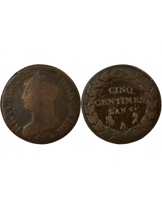 Dupré Grand Module 5 Centimes Cuivre An 5 A Paris
