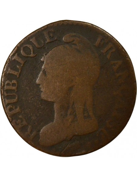 Dupré Grand Module 5 Centimes Cuivre An 8 BB Strasbourg