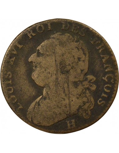 au Faisceau 12 deniers dit au faisceau type Francois Cuivre 1792 H La Rochelle