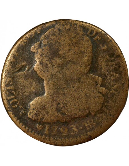 au Faisceau 2 sols dit au faisceau type Francais Cuivre 1793 BB Strasbourg