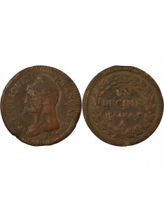 Dupré Grand Module 1 décime Cuivre An 5 A Paris