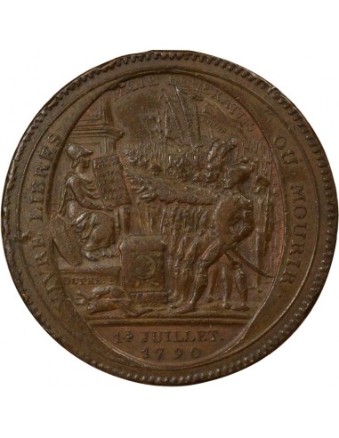 au Serment Monneron 5 Sols Cuivre 1792 Birmingham