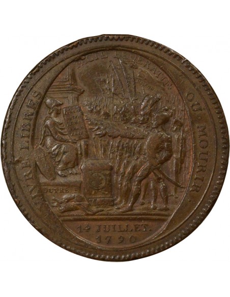 au Serment Monneron 5 Sols Cuivre 1792 Birmingham