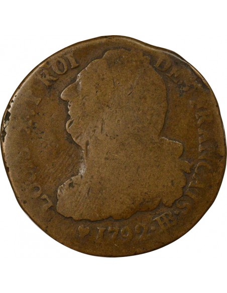 au Faisceau 2 sols dit au faisceau type Francais Cuivre 1792 BB Strasbourg